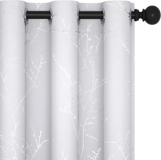 Deconovo Greyish White Curtains, Room Darkening Short Curtain, Thermal by Deconovo