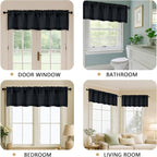 OVZME Black Valance for Windows, Light Filtering Faux Linen Textured Small - Image 5