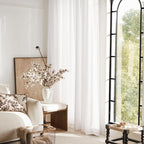 White Linen Curtains 72 inch Long 2 Panel Set - Image 6