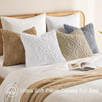 decorUhome Throw Pillow Covers 12x20 Inch Set of 2, Soft Plush Faux Wool Khaki - Image 5