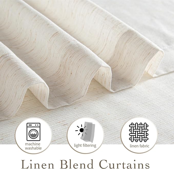 RYB HOME Sheer Linen Curtains Extra Long Light Airy Privacy Protected High - Image 5