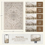 6x9 Area Rugs Living Room Rug: Washable Vintage Distressed Floral Rug No Slip - Image 2