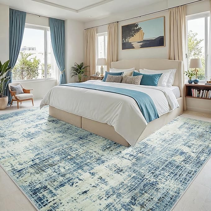 8x10 Area Rugs for Living Room Washable Rug: Anti-Skid Abstract Modern Living - Image 2