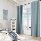 Guken Blue 100% Blackout Linen Curtains 80 Inch Length 2 Panels Set - Image 8