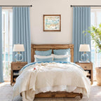 Slate Blue Curtains 108 Inches Long 2 Panel Burg 100% Blackout Boho Linen - Image 2