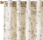 Lazzzy Floral Linen Curtains Farmhouse Extra Long Curtain by Lazzzy