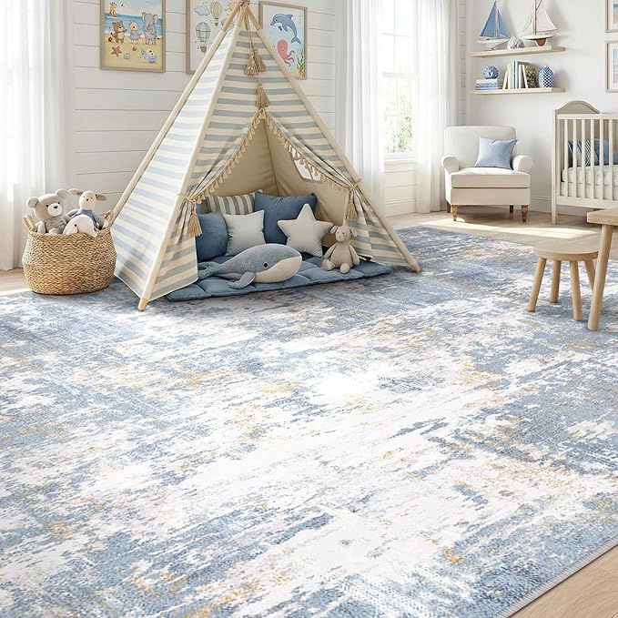 Washable Area Rugs 8'x10' Non-Slip Modern Abstract Soft - Image 4