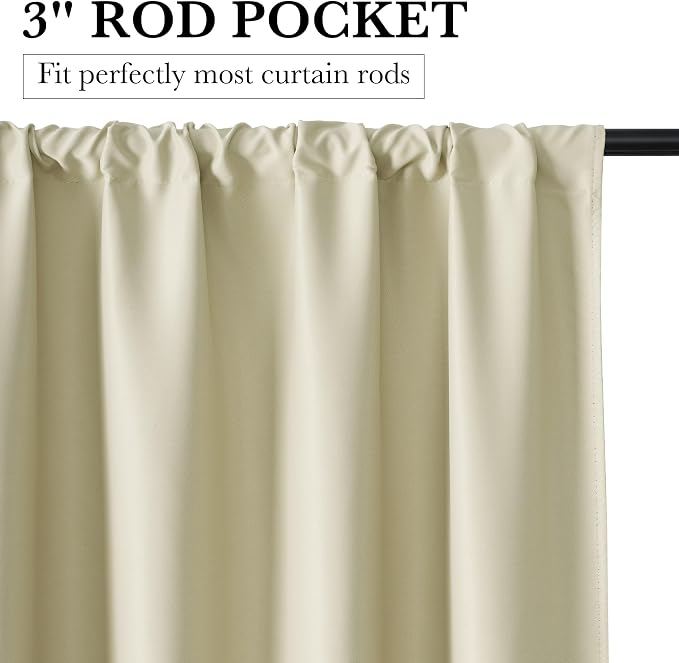 RYB HOME Bedroom Blackout Curtains 63 inches Long, 100% Blackout Thermal - Image 2