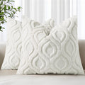 decorUhome Throw Pillow Covers 22x22 Inch Set of 2, Soft Plush Faux Wool Cream by decorUhome