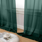 Aiyufeng Hunter Green Sheer Curtain Drapes 72 Inch Length 2 Panels - Image 8