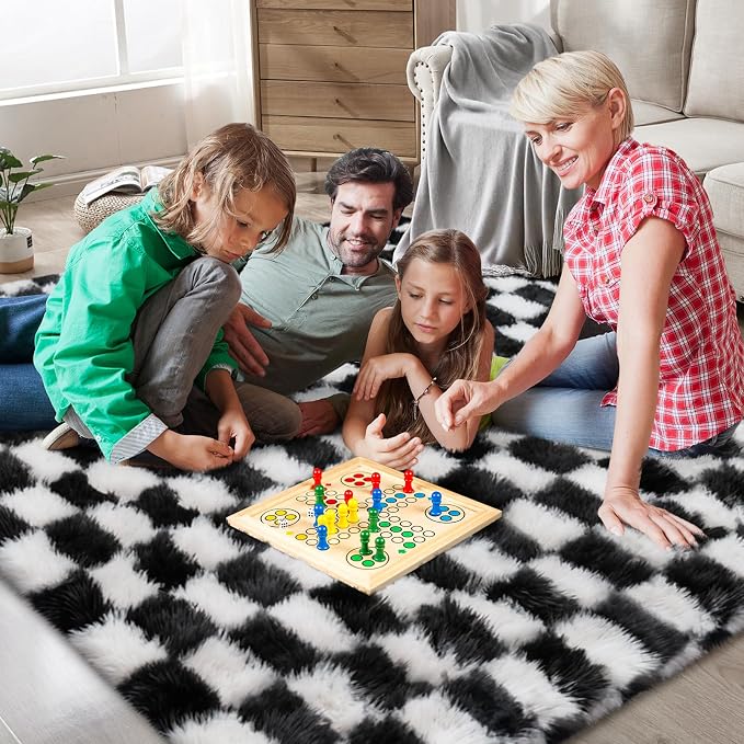 Large Area Rugs for Living Room Bedroom, 9x12 Black and White Fluffy Soft - Image 3