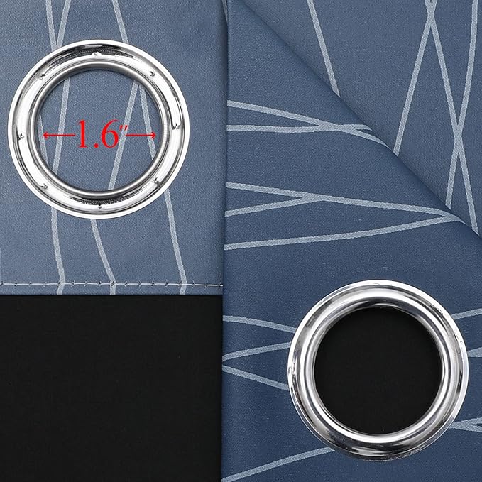 Estelar Textiler Grayish White and Navy Blue Blackout Curtains - Image 7