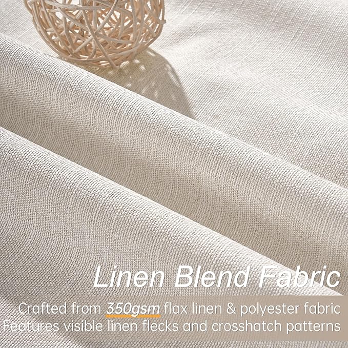 60 Inches Extra Wide Natural Linen Blackout Curtains 84 Inch Length - Image 2