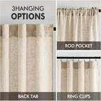 MIULEE Light Taupe Linen Curtains 45 Inch Length 2 Panels - Image 3