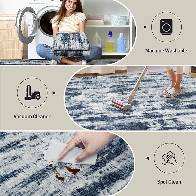 10x14 Area Rugs Washable Rug: Modern Abstract Living Room Rug Soft Anti-Skid - Image 4