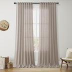 Nanspring Stone Beige Linen Curtains 96 Inches Long by Nanspring
