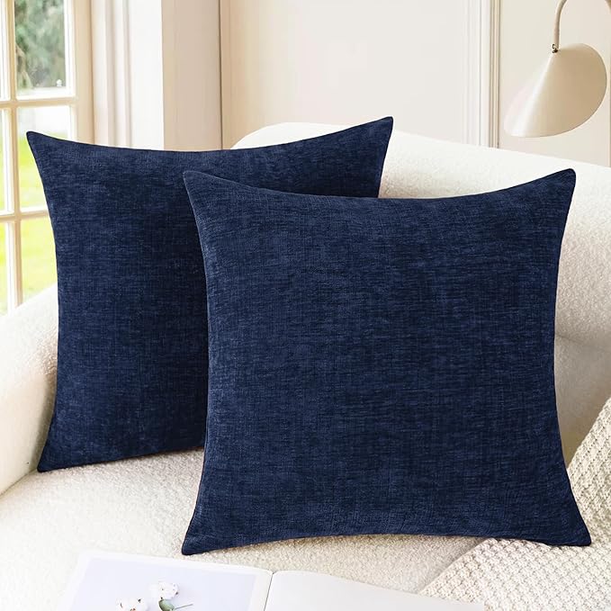 CaliTime Throw Pillow Covers Decorative 20 X 20 Inches Pack of 2 Cozy Chenille by CaliTime