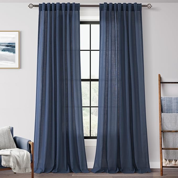Navy Blue Curtains 98 inch Length by Jolilight