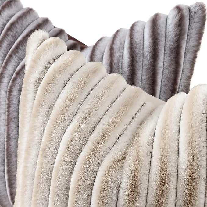 decorUhome Cozy Faux Fur Throw Pillow Covers 12x20 Set of 2 Decorative Soft - Image 2