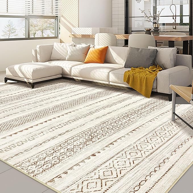 Nakagishi Area Rugs 8x10 Living Room: Washable Boho Large Neutral Soft by NakagishiAreaRug