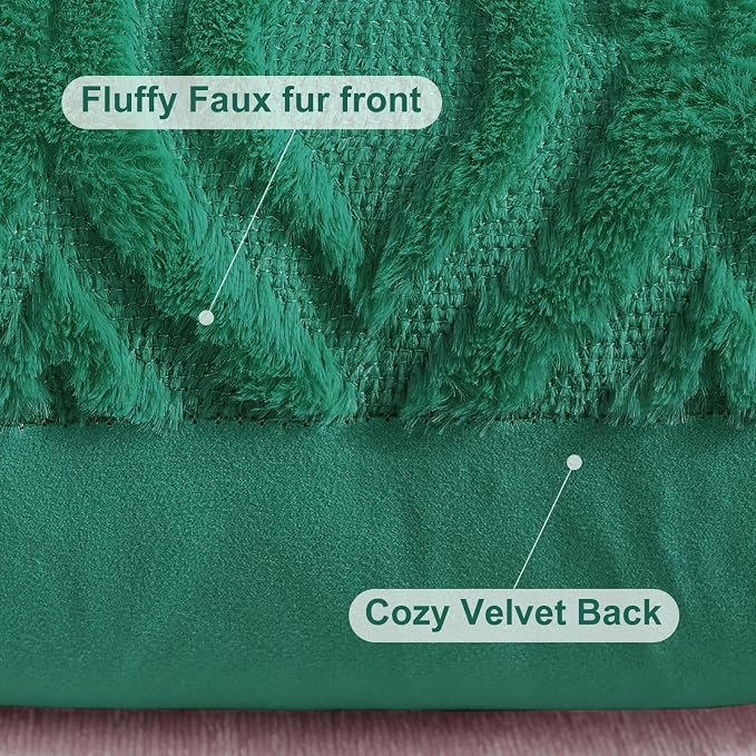 decorUhome Throw Pillow Covers 20x20 Inch Set of 2, Soft Plush Faux Wool Green - Image 6