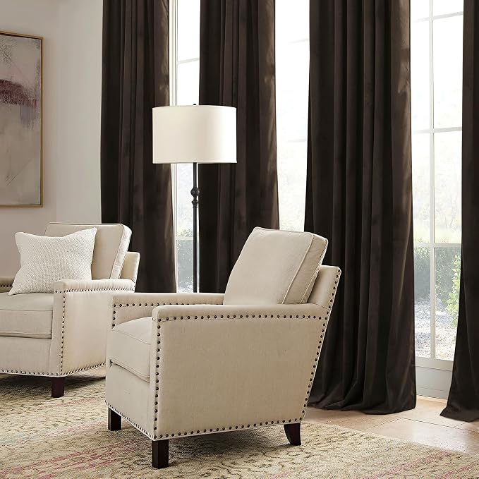 RYB HOME Brown Blackout Curtains 84 inches Long Velvet, Room Darkening Thermal - Image 7