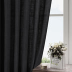 Black Linen Curtains 144 inch Extra Long - Image 2