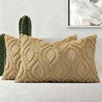 decorUhome Throw Pillow Covers 12x20 Inch Set of 2, Soft Plush Faux Wool Khaki by decorUhome