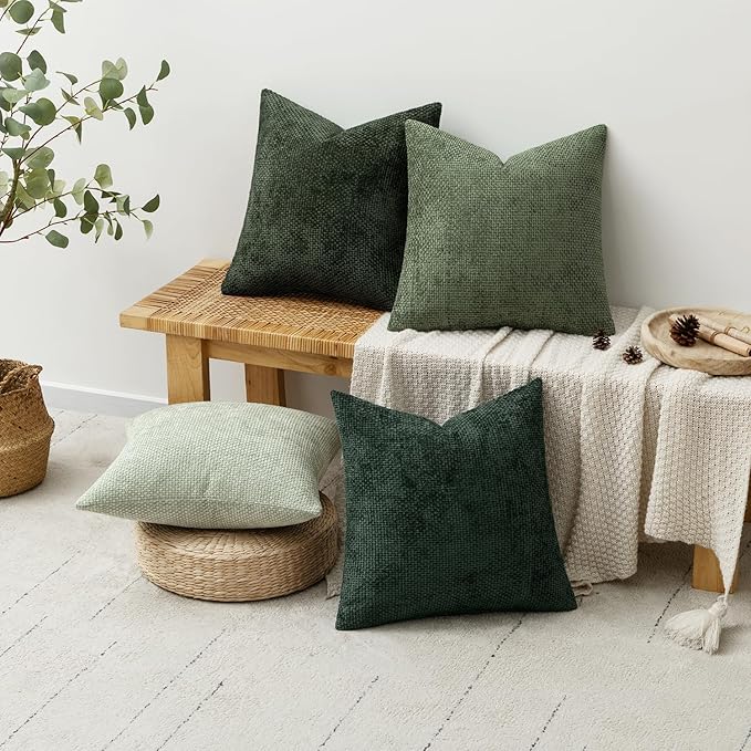 MIULEE Pack of 4 Couch Throw Pillow Covers 20x20 Inch Green Soft Decorative - Image 4