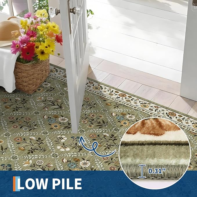 6x9 Machine Washable Area Rugs for Living Room Floral Stain Resistant Soft - Image 7