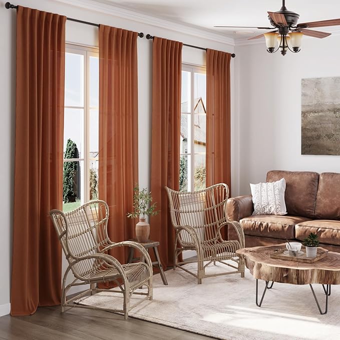 Nanspring Terracotta Curtains 80 Inches Length - Image 7