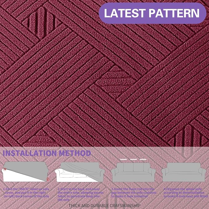 ZNSAYOTX Super Stretch Couch Cover, New Striped Sofa Covers Fitted Slipcovers - Image 5