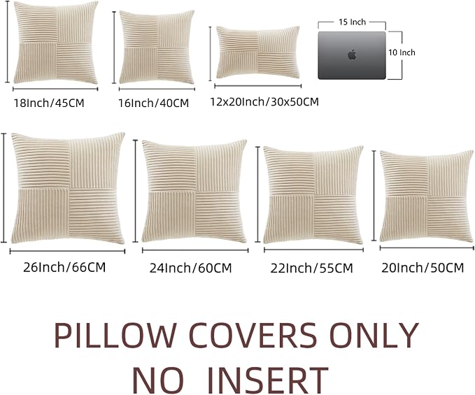 Fancy Homi 2 Packs Tan Decorative Throw Pillow Covers 18x18 Inch - Image 9