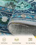 RELEANY Area Rugs 8ft Washable Non-Slip, Floral Vintage Distress Print Pattern - Image 4