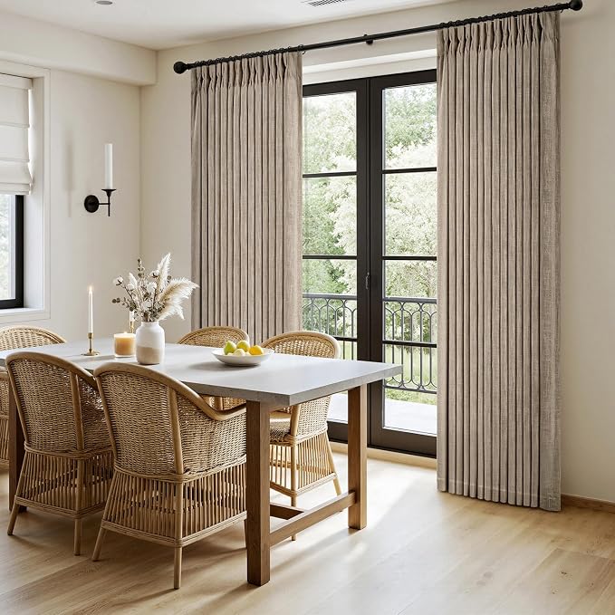 MIULEE Pinch Pleated Thick Linen Curtains 102 Inches Long 2 Panels - Image 3