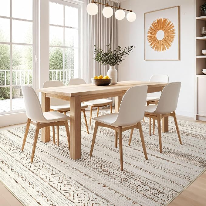 Nakagishi 7x9 Area Rug Living Room: Washable Boho Large Neutral Modern Soft - Image 7