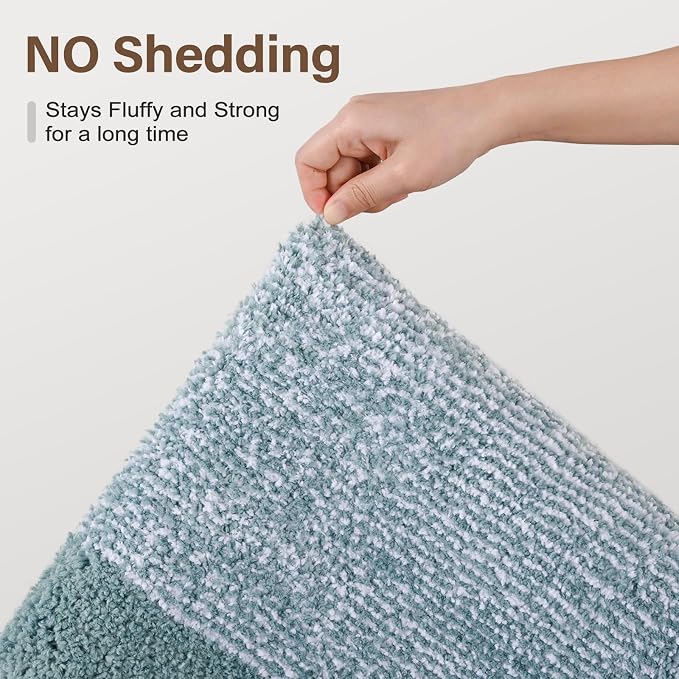 70x24 Long Bathroom Rugs Washable Non Slip, Dusty Blue Bath Mat - Image 8