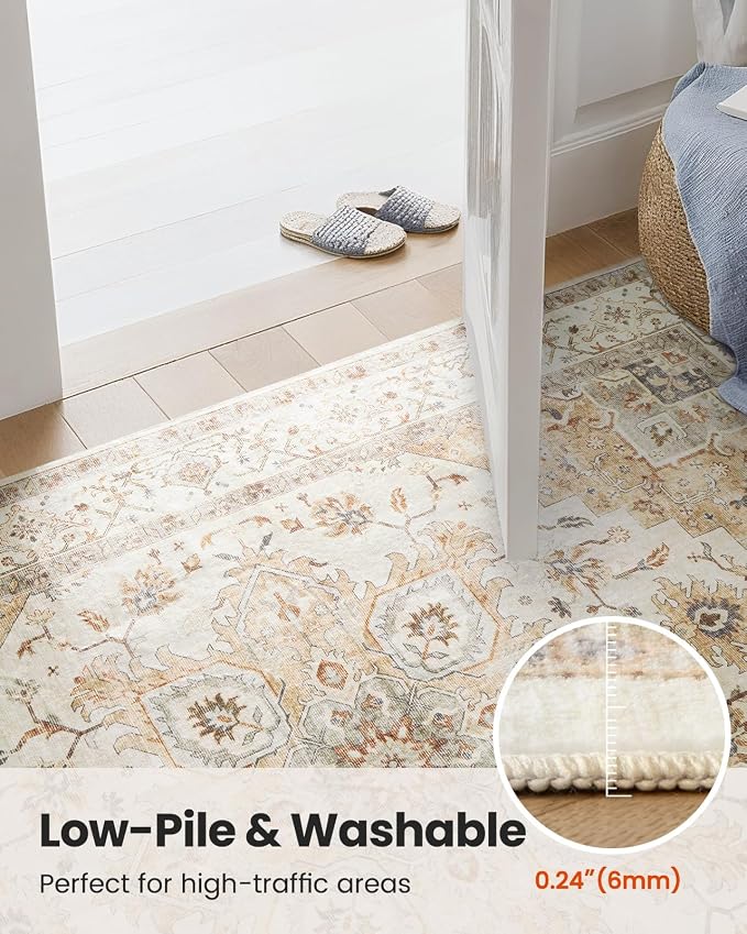 AMADA HOMEFURNISHING Round 5ft Area Rugs, Low-Profile Washable Rug - Image 7