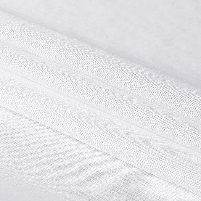 DWCN White Sheer Curtains Semi Transparent Voile Rod Pocket Curtains - Image 6