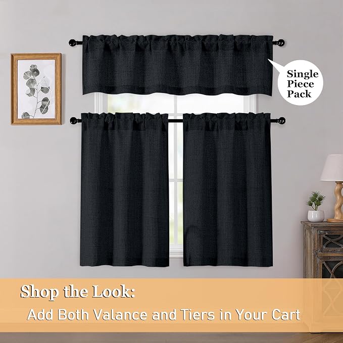 OWENIE Black Valances for Windows 1 Pcs 24 Inch Length, Light Filtering - Image 6
