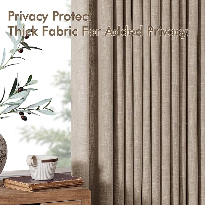 MIULEE Pinch Pleated Thick Linen Curtains 102 Inches Long 2 Panels - Image 7