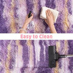 Soft Runner Rugs for Bedroom Hallways, 2x6 Abstract Purple Fluffy Shag Throw - Image 6