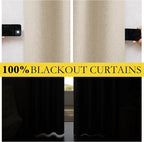 NICETOWN Cream Linen 100% Blackout Curtains 120 inches Length 2 Panels Set - Image 2