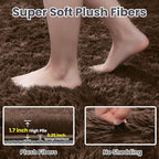 2x6 Bedside Area Rugs for Bedroom: Soft Fluffy Shag Brown Rug for Hallway - Image 5