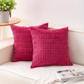 Pack of 2 Corduroy Decorative Throw Pillow Covers 18x18 InchSoft Boho Striped by Unknown