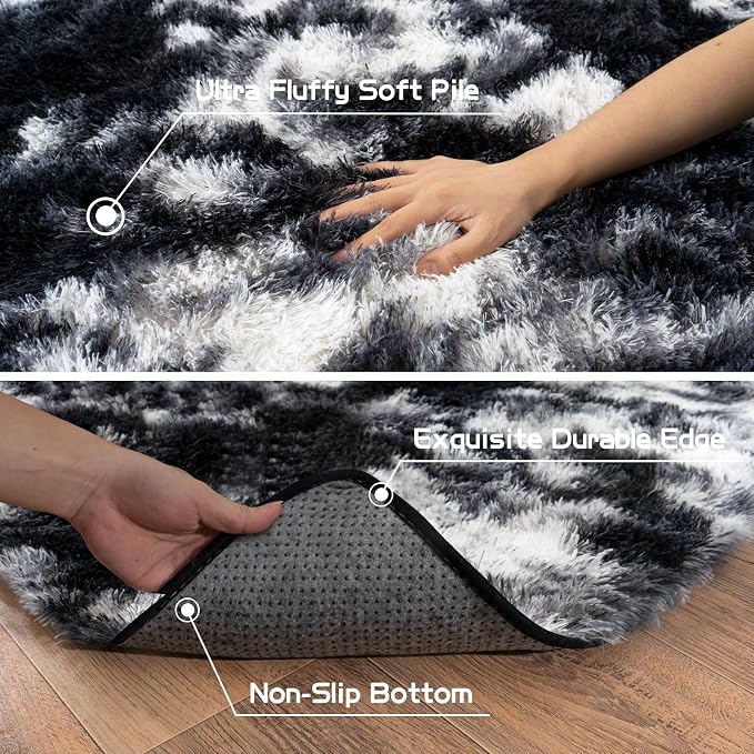Pionblank Fluffy Area Rug for Bedroom 4x6 Feet, Indoor Plush Carpet, Shag Soft - Image 5