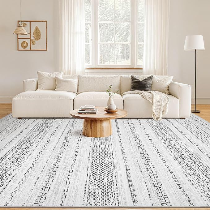 Nakagishi Area Rug Living Room Rugs: 5x7 Machine Washable Boho Large Neutral - Image 4