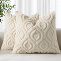 decorUhome Throw Pillow Covers 16x16 Inch Set of 2, Soft Plush Faux Wool Beige by decorUhome