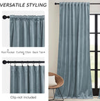 RYB HOME Stone Blue Velvet Curtains 84 inches- Blackout Curtains - Image 3