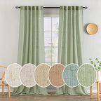 MIULEE Sage Green Linen Curtains 90 Inch Long by MIULEE